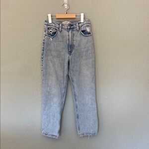 Abercrombie & Fitch Blue Straight Leg High-Waisted Jeans